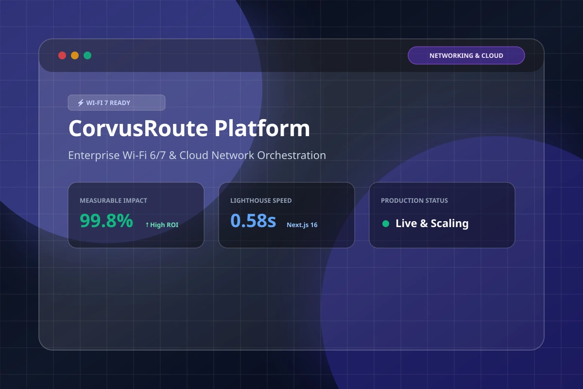 CorvusRoute — Enterprise Wi-Fi 6/7 & Digital Networking Platform — ProNext Labs Portfolio