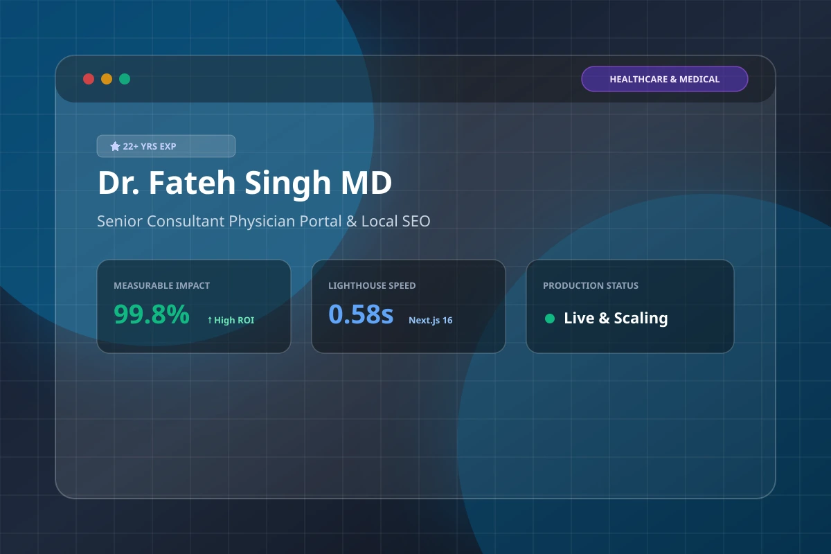 Dr. Fateh Singh — Senior Consultant Physician Website — ProNext Labs Portfolio