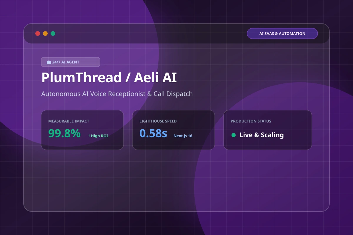 Aeli AI (PlumThread) — AI Receptionist for Local Trade Businesses — ProNext Labs Portfolio