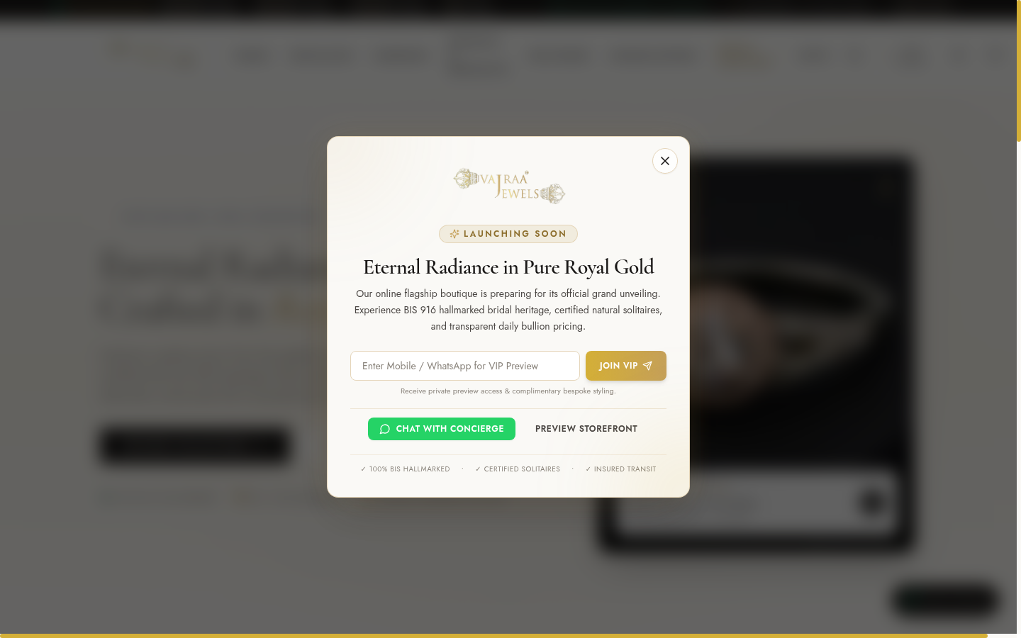 Vajraa Jewels - Luxury Haute Joaillerie E-Commerce Platform - ProNext Labs Portfolio